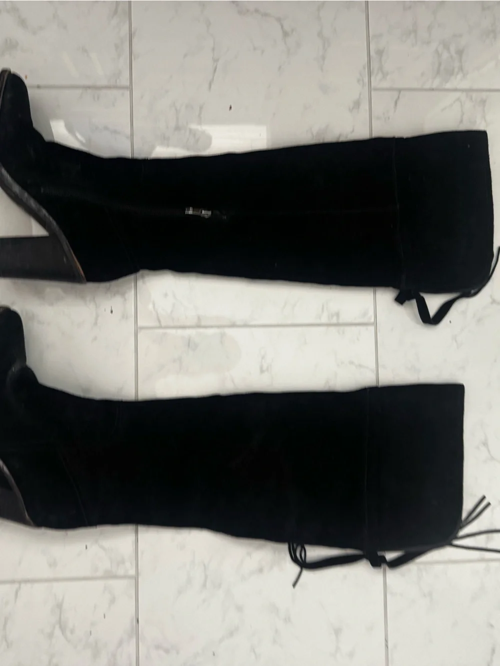 Franco Sarto Black Over-the-Knee Suede Block Heel Boots